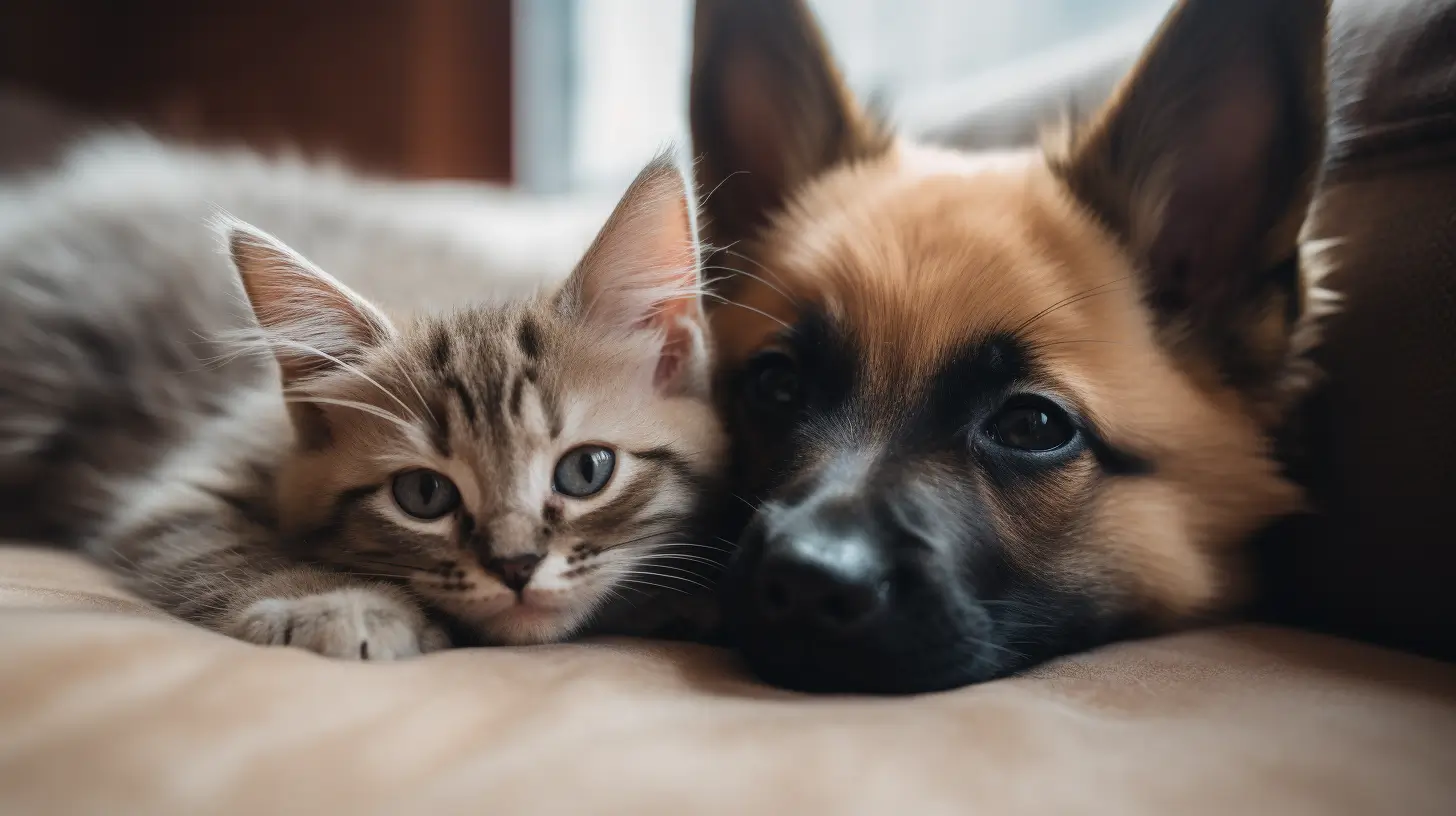 Cute cat and dog